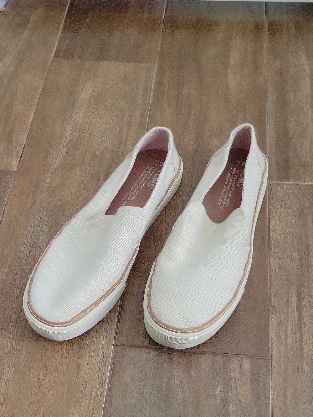 Toms Cream Slip-On Sneakers with Tan Trim